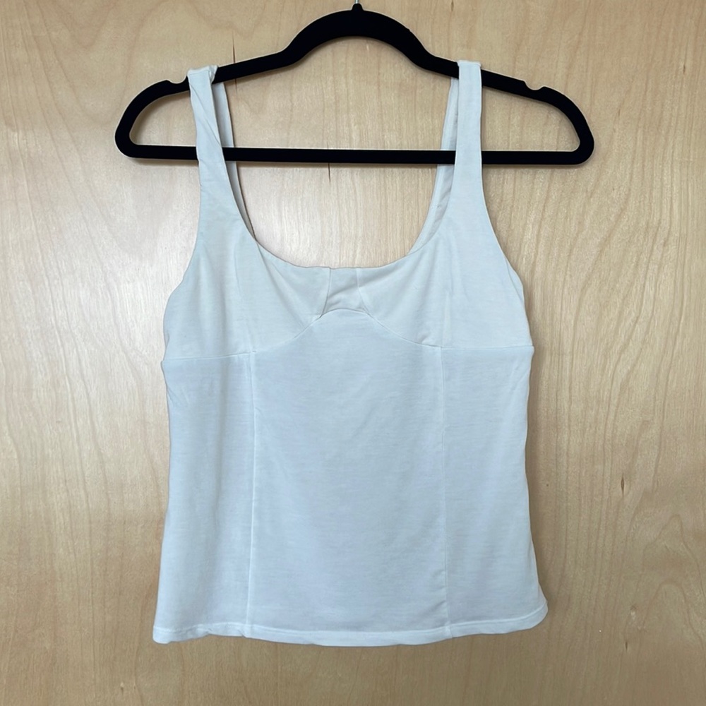 Wilfred Aritzia white tank with corset bust detail